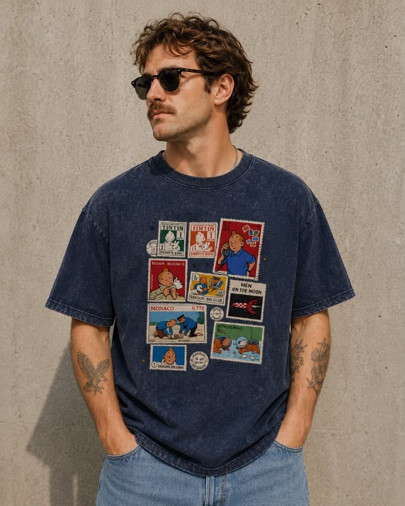 Tintin Stamp Collage Tee